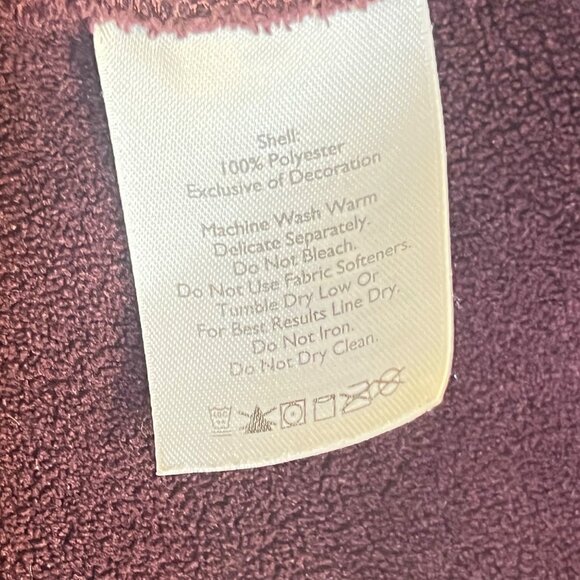 Eddie Bauer Women's Burgundy Fleece Vest Toggle-Zip Closure Ribbed Trim XS - Picture 8 of 12